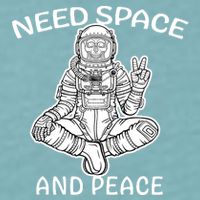 Astronaut Skeleton Need Space And Peace Sueded Cloud Jersey T-Shirt