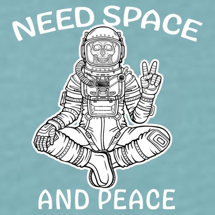 Astronaut Skeleton Need Space And Peace Sueded Cloud Jersey T-Shirt