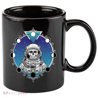 Astronaut Skeleton Star Sky Moon Phases 11oz C Handle Ceramic Mug