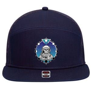 Astronaut Skeleton Star Sky Moon Phases 7 Panel Mesh Trucker Snapback Hat