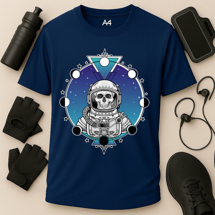 Astronaut Skeleton Star Sky Moon Phases Cooling Performance Crew T-Shirt
