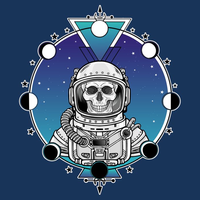 Astronaut Skeleton Star Sky Moon Phases Cooling Performance Crew T-Shirt