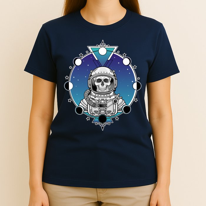 Astronaut Skeleton Star Sky Moon Phases T-Shirt