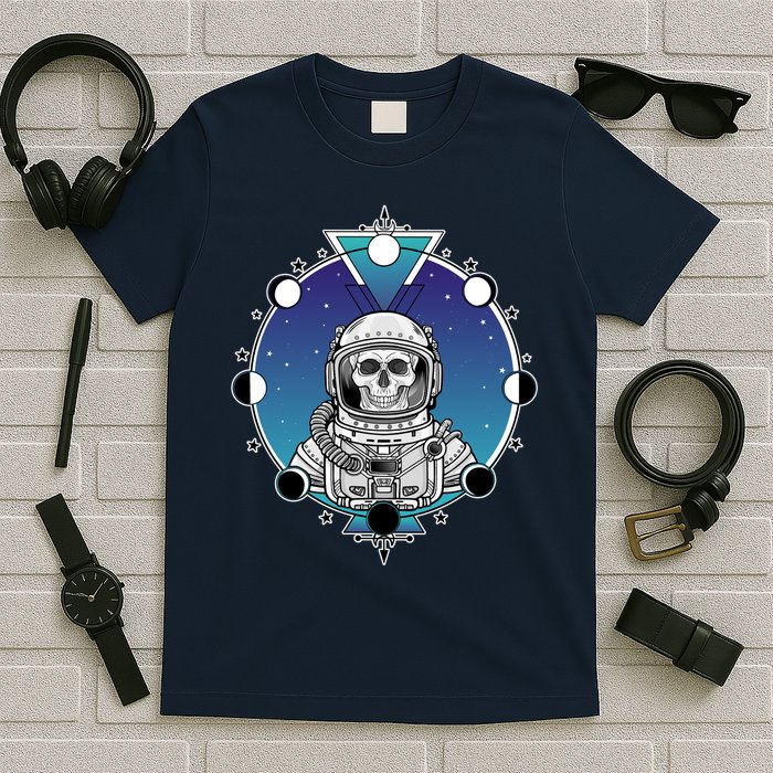 Astronaut Skeleton Star Sky Moon Phases T-Shirt