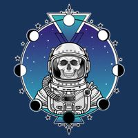 Astronaut Skeleton Star Sky Moon Phases T-Shirt