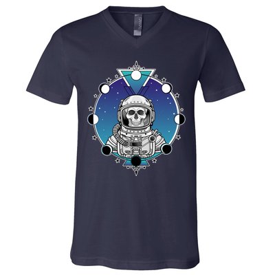 Astronaut Skeleton Star Sky Moon Phases V-Neck T-Shirt