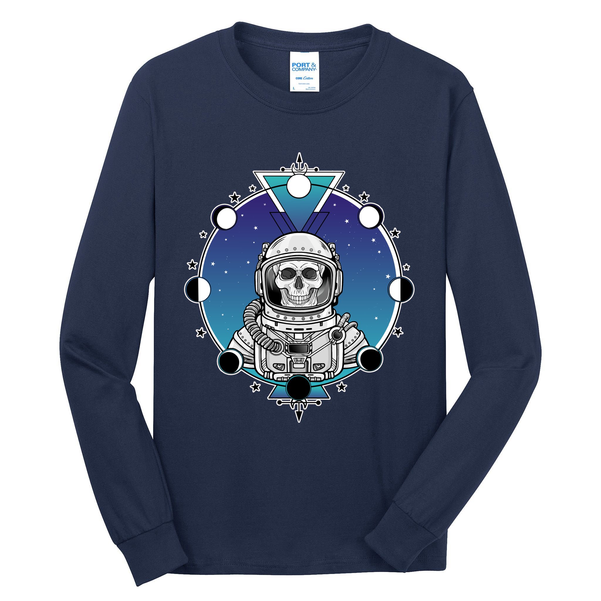 Astronaut Skeleton Star Sky Moon Phases Tall Long Sleeve T-Shirt