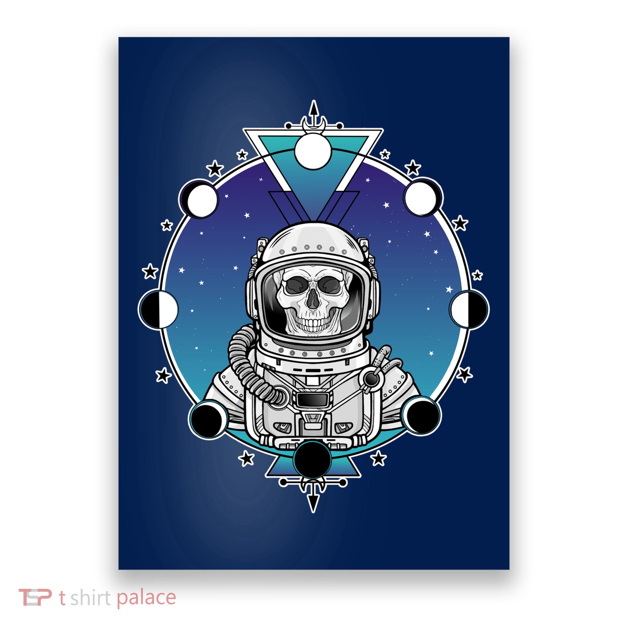 Astronaut Skeleton Star Sky Moon Phases Poster