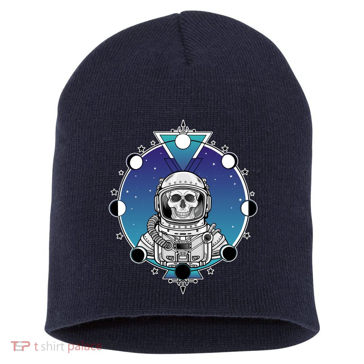 Astronaut Skeleton Star Sky Moon Phases Short Acrylic Beanie
