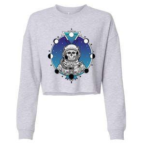 Astronaut Skeleton Star Sky Moon Phases Cropped Pullover Crew