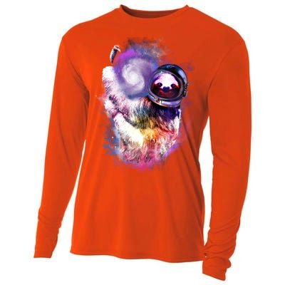 Astronaut Sloth Hanging In Space Cooling Performance Long Sleeve Crew