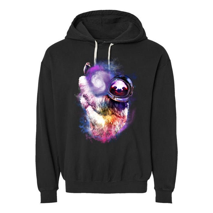 Astronaut Sloth Hanging In Space Garment-Dyed Fleece Hoodie