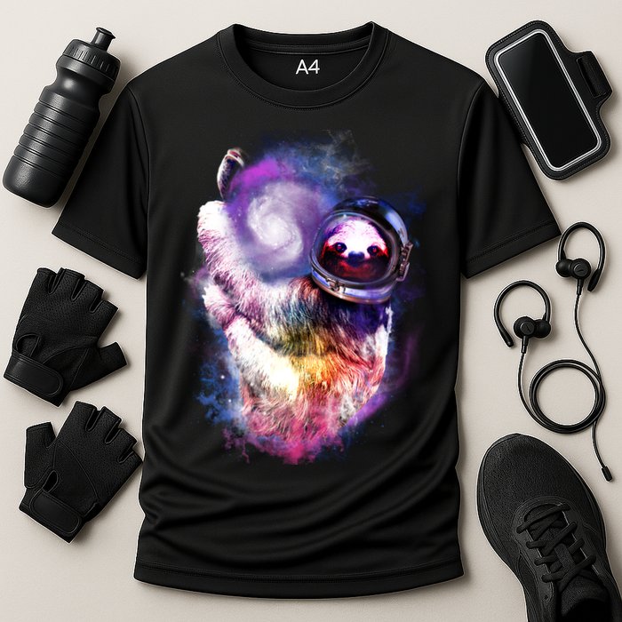 Astronaut Sloth Hanging In Space Performance Shirt