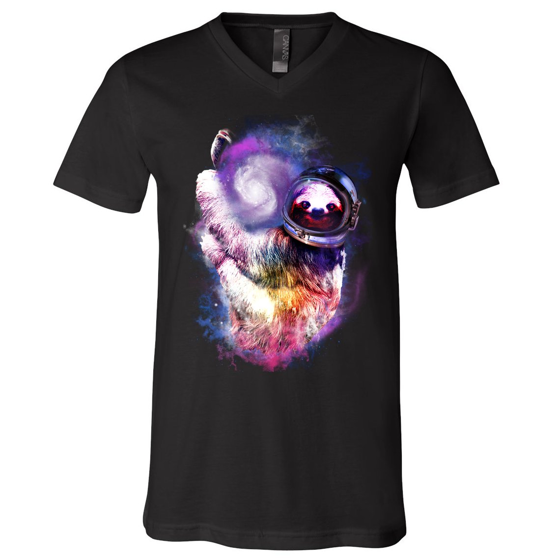 Astronaut Sloth Hanging In Space V-Neck T-Shirt
