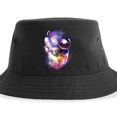 Astronaut Sloth Hanging In Space Sustainable Bucket Hat
