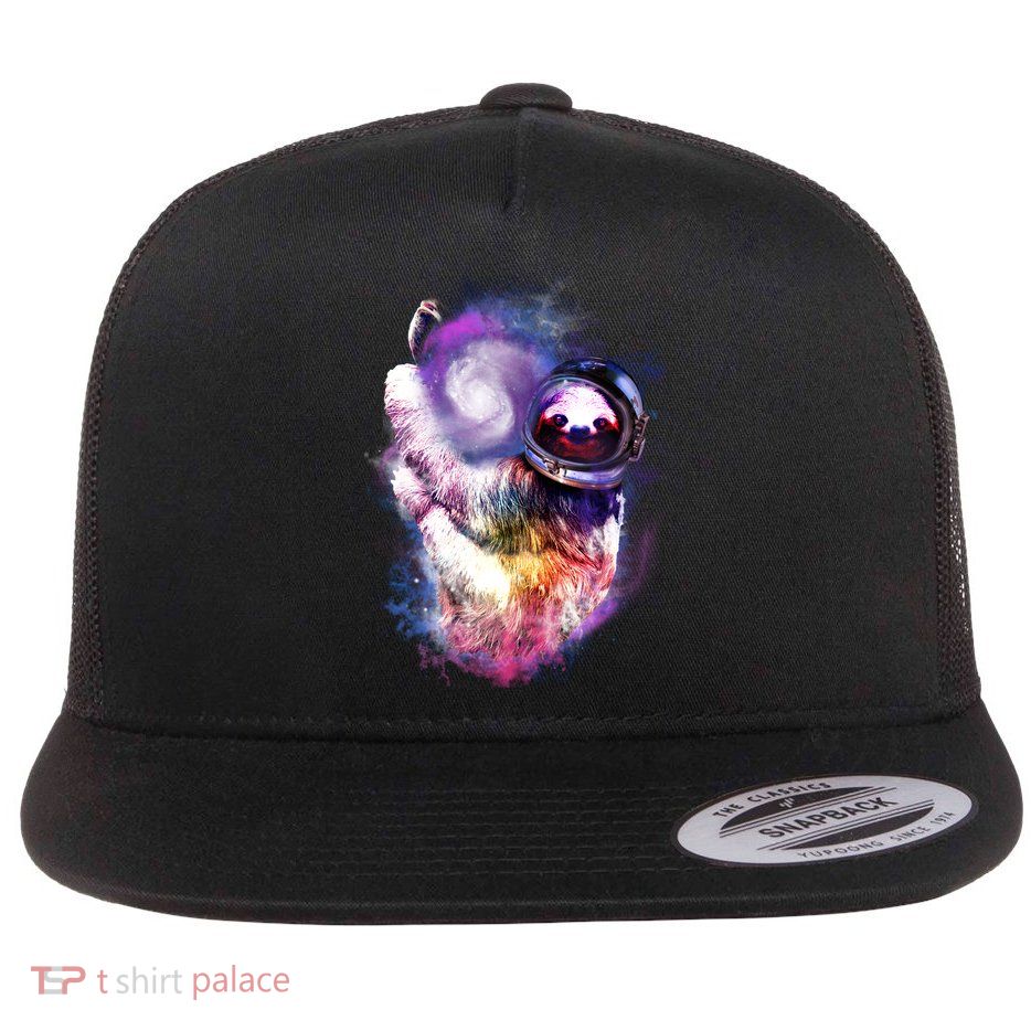Astronaut Sloth Hanging In Space Flatbill Hat