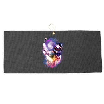 Astronaut Sloth Hanging In Space Large Microfiber Waffle Golf Towel