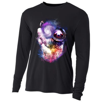 Astronaut Sloth Hanging In Space Cooling Performance Long Sleeve Crew