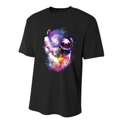 Astronaut Sloth Hanging In Space Youth Performance Sprint T-Shirt