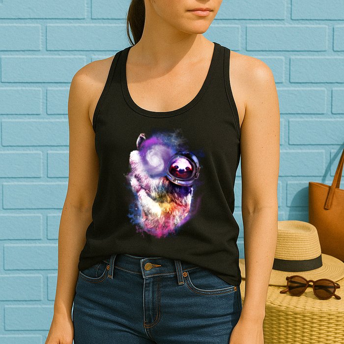 Astronaut Sloth Hanging In Space Womens Tank Top
