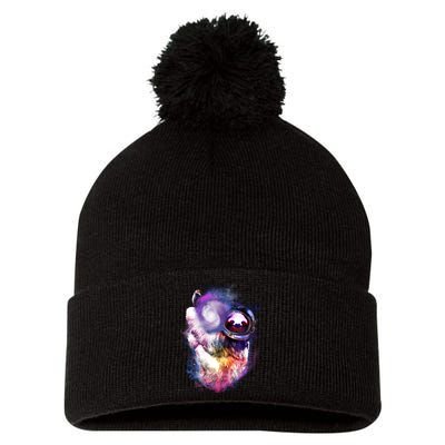Astronaut Sloth Hanging In Space Pom Pom 12in Knit Beanie