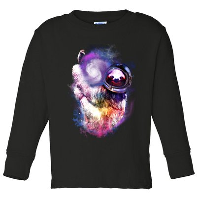 Astronaut Sloth Hanging In Space Toddler Long Sleeve Shirt