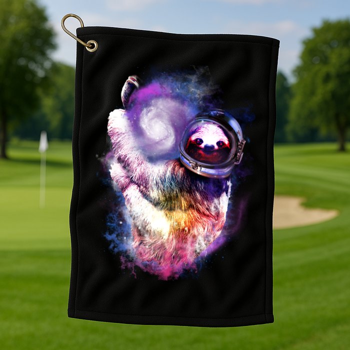 Astronaut Sloth Hanging In Space Golf Towel
