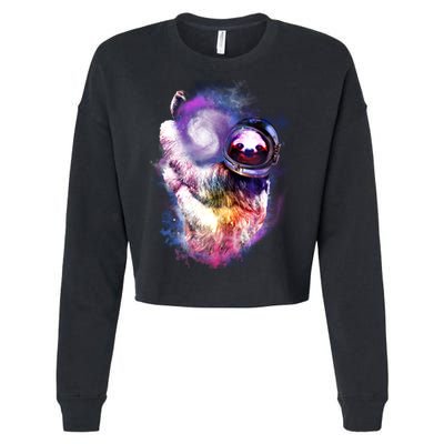 Astronaut Sloth Hanging In Space Cropped Pullover Crew