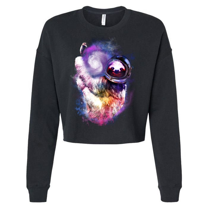 Astronaut Sloth Hanging In Space Cropped Pullover Crew