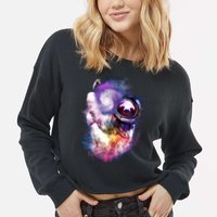 Astronaut Sloth Hanging In Space Cropped Pullover Crew
