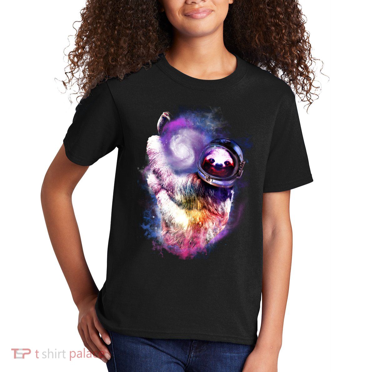 Astronaut Sloth Hanging In Space Kids T-Shirt