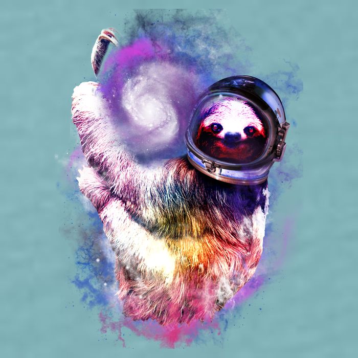 Astronaut Sloth Hanging In Space Sueded Cloud Jersey T-Shirt