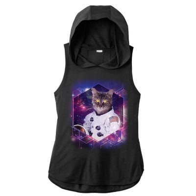 Astronaut Space Cat1 Ladies PosiCharge Tri-Blend Wicking Draft Hoodie Tank