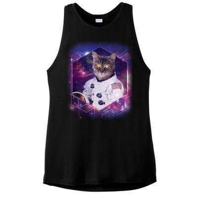 Astronaut Space Cat1 Ladies PosiCharge Tri-Blend Wicking Tank