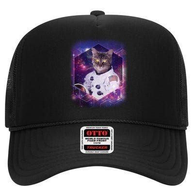 Astronaut Space Cat1 High Crown Mesh Back Trucker Hat