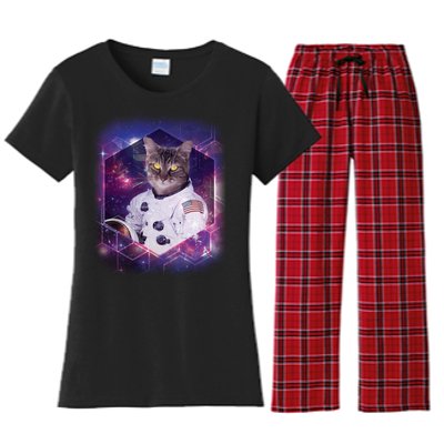 Astronaut Space Cat1 Women's Flannel Pajama Set