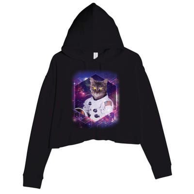 Astronaut Space Cat1 Crop Fleece Hoodie