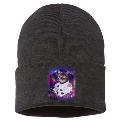 Astronaut Space Cat1 Sustainable Knit Beanie