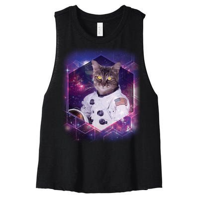 Astronaut Space Cat1 Women's Racerback Cropped Tank