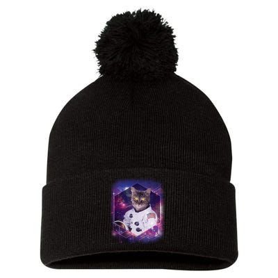 Astronaut Space Cat1 Pom Pom 12in Knit Beanie