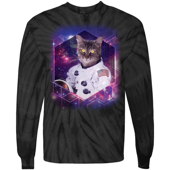 Astronaut Space Cat1 Tie-Dye Long Sleeve Shirt