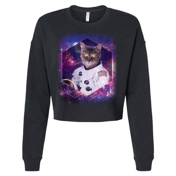 Astronaut Space Cat1 Cropped Pullover Crew