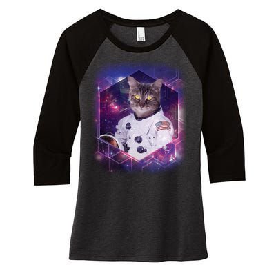 Astronaut Space Cat1 Women's Tri-Blend 3/4-Sleeve Raglan Shirt