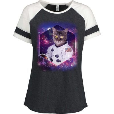 Astronaut Space Cat1 Enza Ladies Jersey Colorblock Tee