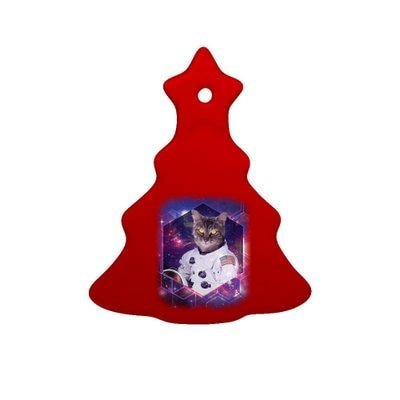 Astronaut Space Cat1 Ceramic Tree Ornament