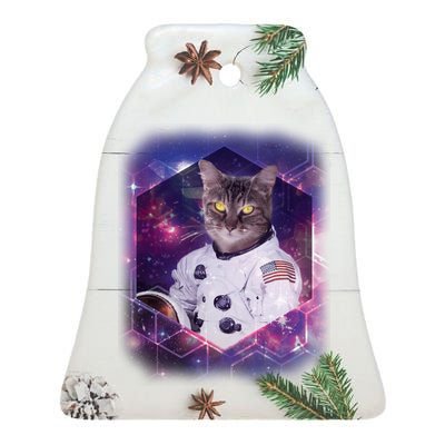 Astronaut Space Cat1 Ceramic Bell Ornament