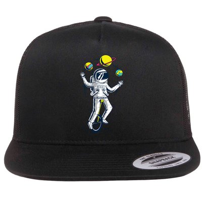 Astronaut Space Juggler Flat Bill Trucker Hat
