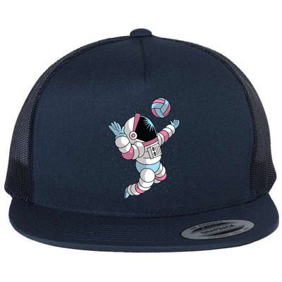 Astronaut Space Volleyball Flat Bill Trucker Hat