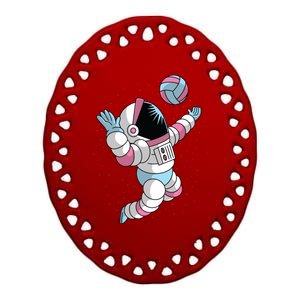 Astronaut Space Volleyball Ceramic Oval Ornament