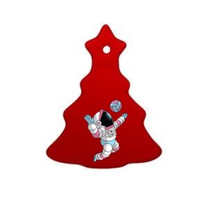 Astronaut Space Volleyball Ceramic Tree Ornament